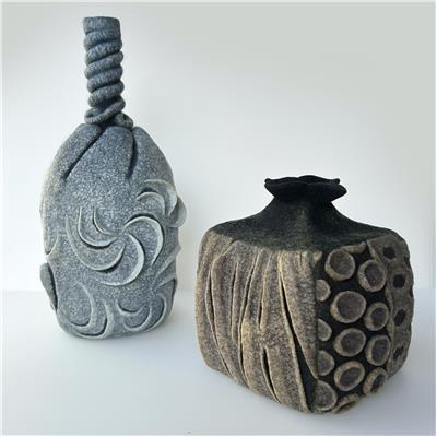 Vrouw Wolle - Constructed Felt Vessel: Edge Welding Textured Panels & Cylinders